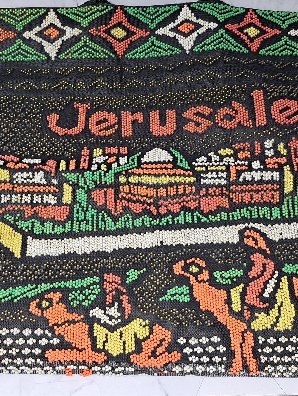 Multi-Color Beaded "Jerusalem" Drawstring Tote Bag - Picture 4 of 6